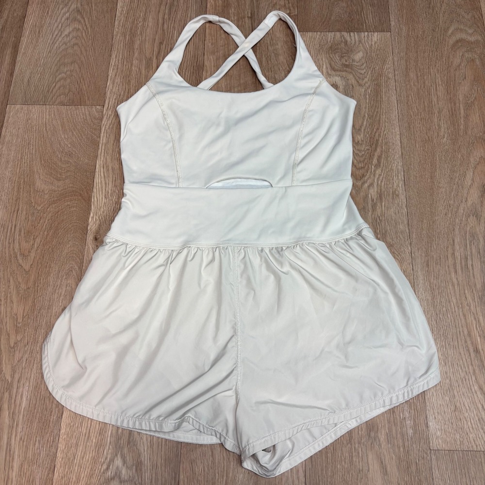 FP Movement Free People Hot Shot Romper Cream Off White Cross Back Medium